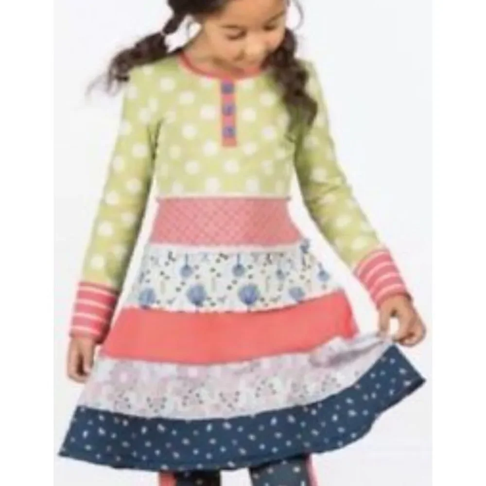Matilda Jane Make Believe Rosy Glow Tunic  Pink Red Tiered dress sz 4